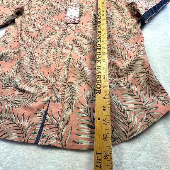 Jachs NY Mens Short Sleeve Button-Down Shirt Leaf Print Sz L Breeze Easy Wear - Picture 10 of 14